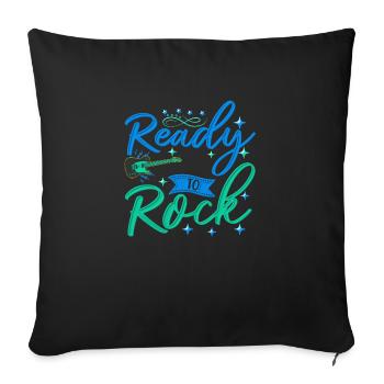 Ready to rock guitare rock'n'roll musicale guitare - Housse de coussin décorative 45 x 45 cm - noir - Devant