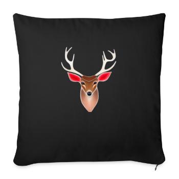 Deerhead in autumn Deer Antlers Goat Fawn 3 - Sofa pillowcase 17,3'' x 17,3'' (45 x 45 cm) - black - Front