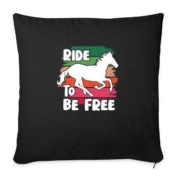 ride to be free - horse - Sofa pillowcase 17,3'' x 17,3'' (45 x 45 cm) - black - Front