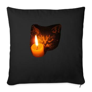 ZoffArt CAT & CANDLE - Sofakissenbezug 45 x 45 cm - Schwarz - Vorne