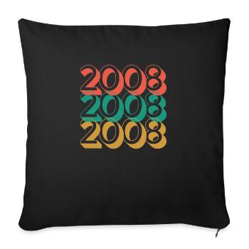 Anniversaire année 2008 / Vintage 2008 - Housse de coussin décorative 45 x 45 cm - noir - Devant