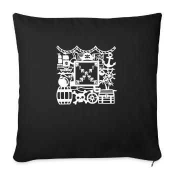 Les pirates restez calme - Housse de coussin décorative 45 x 45 cm - noir - Devant