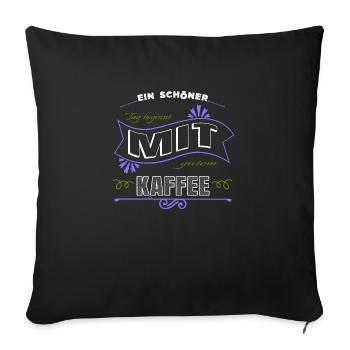 kaffeebecher arbeiten frühstück kaffeetrinker - Sofakissenbezug 45 x 45 cm - Schwarz - Vorne