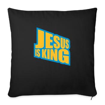 Citation de Jésus est roi - Housse de coussin décorative 45 x 45 cm - noir - Devant