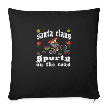 Santa Claus with mountain bike sporty underwgs - Sofa pillowcase 17,3'' x 17,3'' (45 x 45 cm) - black - Front