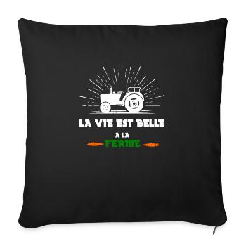 la vie est belle a la ferme - Housse de coussin décorative 45 x 45 cm - noir - Devant