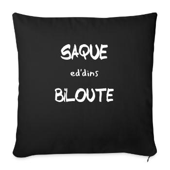 Chti Humour Nord Homme Cadeau Expression Biloute - Housse de coussin décorative 45 x 45 cm - noir - Devant