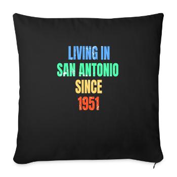Rétro Vintage vivant à San Antonio depuis 1951 - Housse de coussin décorative 45 x 45 cm - noir - Devant