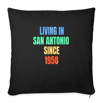 Rétro Vintage vivant à San Antonio depuis 1958 - Housse de coussin décorative 45 x 45 cm - noir - Devant