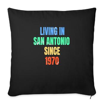 Rétro Vintage vivant à San Antonio depuis 1970 - Housse de coussin décorative 45 x 45 cm - noir - Devant