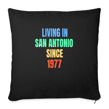 Rétro Vintage vivant à San Antonio depuis 1977 - Housse de coussin décorative 45 x 45 cm - noir - Devant