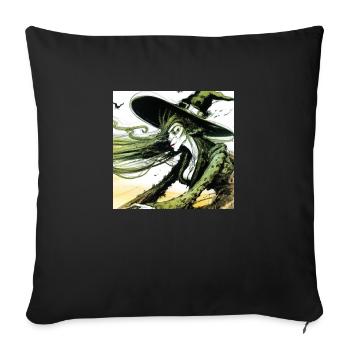 Witch drawing - Sofa pillowcase 17,3'' x 17,3'' (45 x 45 cm) - black - Front