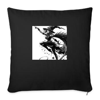 Witch drawing - Sofa pillowcase 17,3'' x 17,3'' (45 x 45 cm) - black - Front