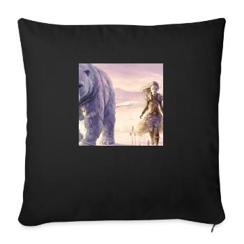 Mädchen in einer verschneiten Gegend neben einem Eisbären - Sofakissenbezug 45 x 45 cm - Schwarz - Vorne