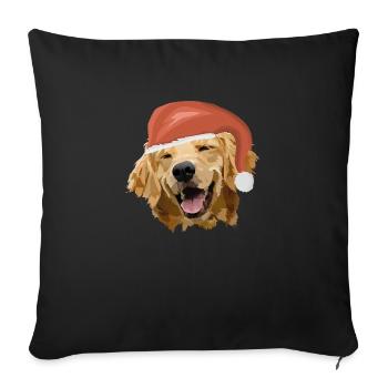 Dog with Santa hat - Sofa pillowcase 17,3'' x 17,3'' (45 x 45 cm) - black - Front