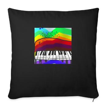 Piano on Rainbow - Music - Sofa pillowcase 17,3'' x 17,3'' (45 x 45 cm) - black - Front