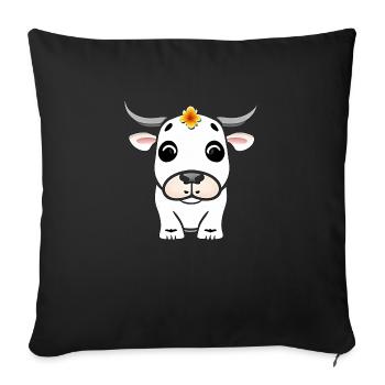 vache mignon ferme drôle vaches animaux nouveau 10 - Housse de coussin décorative 45 x 45 cm - noir - Devant