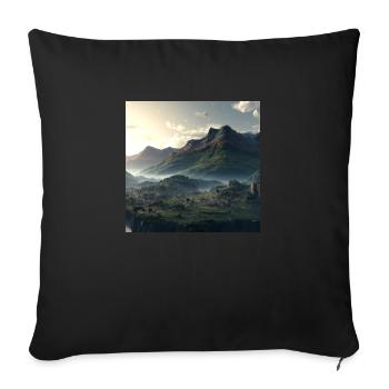 Beautiful mountain landscape in the fog - Sofa pillowcase 17,3'' x 17,3'' (45 x 45 cm) - black - Front