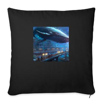 Whale floating in the city - Sofa pillowcase 17,3'' x 17,3'' (45 x 45 cm) - black - Front