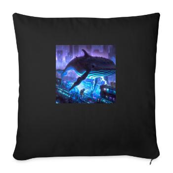Whale floating in the city - Sofa pillowcase 17,3'' x 17,3'' (45 x 45 cm) - black - Front