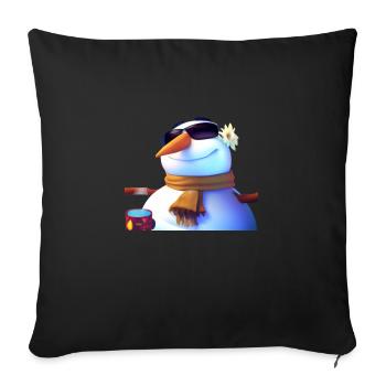 Bonhomme de neige avec lunettes de soleil - Housse de coussin décorative 45 x 45 cm - noir - Devant