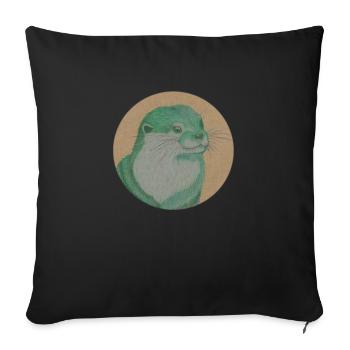 Loutre 2 20 11 2022 - Housse de coussin décorative 45 x 45 cm - noir - Devant