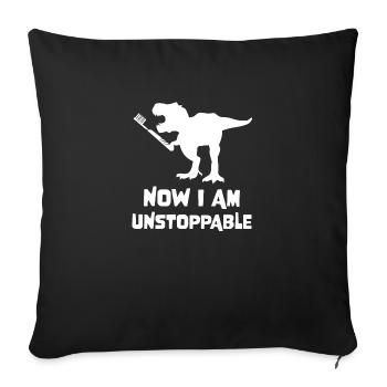 Dino avec brosse à dents T-Rex Funny Unstoppable - Housse de coussin décorative 45 x 45 cm - noir - Devant
