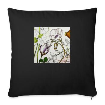 Flora Flowers - Sofakissenbezug 45 x 45 cm - Schwarz - Vorne