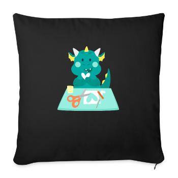 Dragon at a crafting station - Sofa pillowcase 17,3'' x 17,3'' (45 x 45 cm) - black - Front