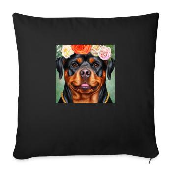 Roxy Rotty Rottweiler with Flowers in her Hair - Sofa pillowcase 17,3'' x 17,3'' (45 x 45 cm) - black - Front