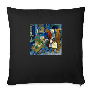 Cats in Van Gogh style 2 - Sofa pillowcase 17,3'' x 17,3'' (45 x 45 cm) - black - Front