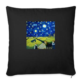 Cats in the "starry night" - Sofa pillowcase 17,3'' x 17,3'' (45 x 45 cm) - black - Front
