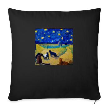 Cats in van Gogh's starry night - Sofa pillowcase 17,3'' x 17,3'' (45 x 45 cm) - black - Front