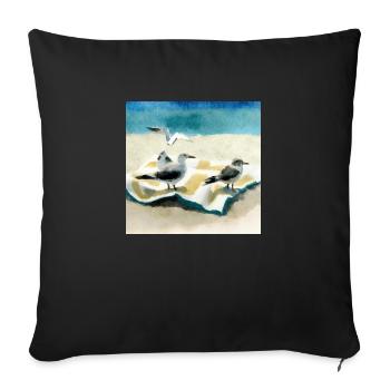 Seagulls on a towl at the beach - Sofakissenbezug 45 x 45 cm - Schwarz - Vorne