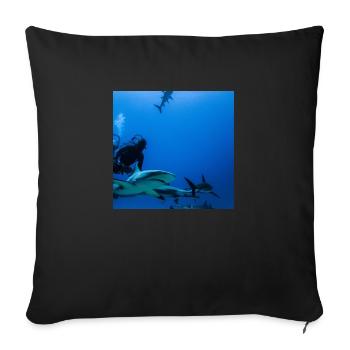 Plongeurs avec des requins - Housse de coussin décorative 45 x 45 cm - noir - Devant