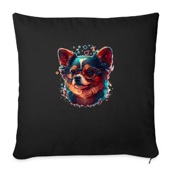 Chihuahua as a dog and hipster for animal lovers - Sofa pillowcase 17,3'' x 17,3'' (45 x 45 cm) - black - Front