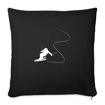 Ski Skier Mountains Ski Area Ski Downhill Cadeau - Housse de coussin décorative 45 x 45 cm - noir - Devant