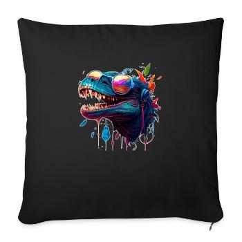 Crocodile dragon at party and celebration in colorful color - Sofa pillowcase 17,3'' x 17,3'' (45 x 45 cm) - black - Front