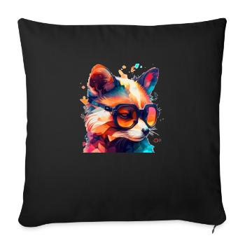 Fox in bright neon disco light as trend design - Sofa pillowcase 17,3'' x 17,3'' (45 x 45 cm) - black - Front