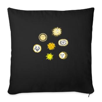sun stickers,sun with a face - Sofa pillowcase 17,3'' x 17,3'' (45 x 45 cm) - black - Front