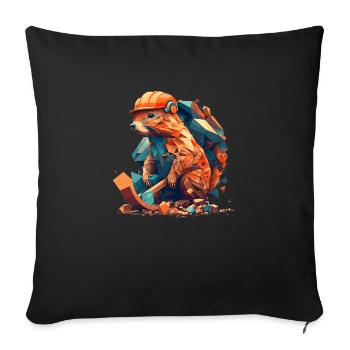 Travaux de castor sur le chantier de construction - Housse de coussin décorative 45 x 45 cm - noir - Devant