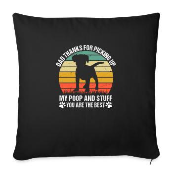 Papa merci d’avoir ramassé mon caca et mes affaires - Housse de coussin décorative 45 x 45 cm - noir - Devant