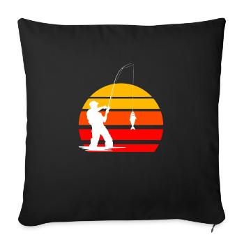 Angler Vintage Sonnenuntergang Retro - Sofakissenbezug 45 x 45 cm - Schwarz - Vorne