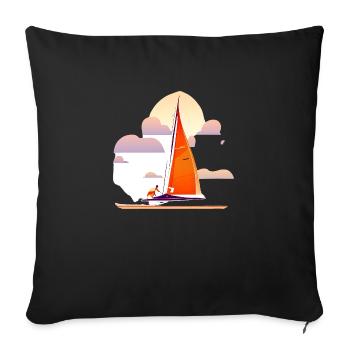 Kitesurfer Planche à voile Kitesurf Windsurfer - Housse de coussin décorative 45 x 45 cm - noir - Devant