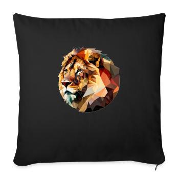 Cadeau de profil de tête de lion de Vector - Housse de coussin décorative 45 x 45 cm - noir - Devant
