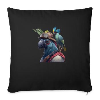 Parrot Head Gift - Sofa pillowcase 17,3'' x 17,3'' (45 x 45 cm) - black - Front