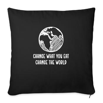 Vegan gift idea for vegans - Sofa pillowcase 17,3'' x 17,3'' (45 x 45 cm) - black - Front