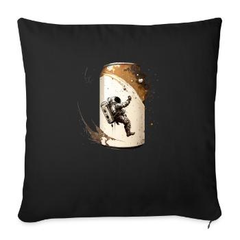 Astronaute avec de la bière dans une canette de bière - Housse de coussin décorative 45 x 45 cm - noir - Devant