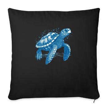 Turtle swimming freely in the sea - Sofa pillowcase 17,3'' x 17,3'' (45 x 45 cm) - black - Front