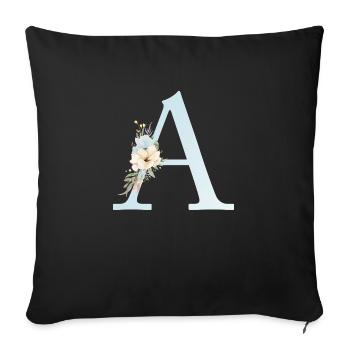 Customizable Monogram A Floral - Sofa pillowcase 17,3'' x 17,3'' (45 x 45 cm) - black - Front
